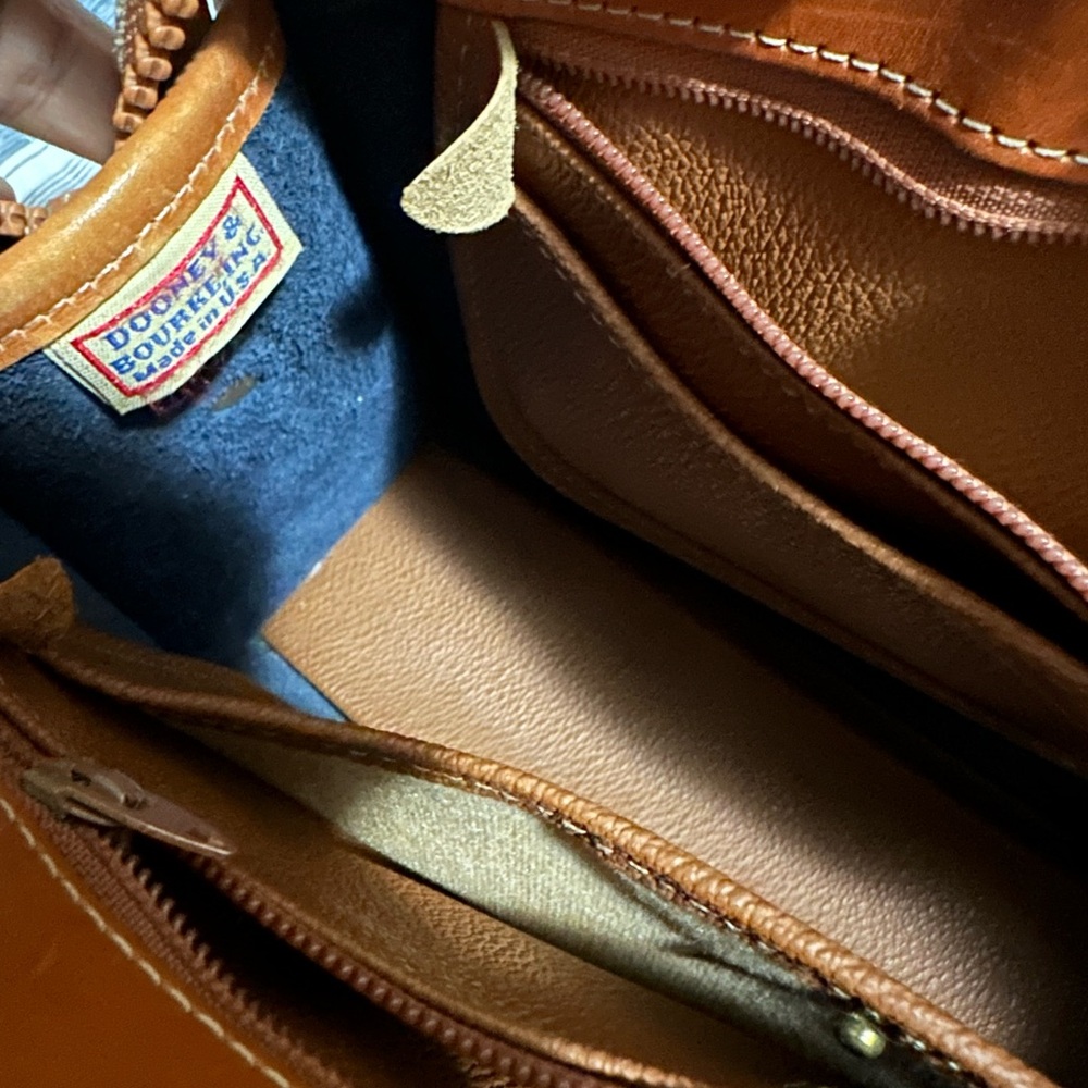Blue and Tan Leather Crossbody Bag - Picture 4 of 10